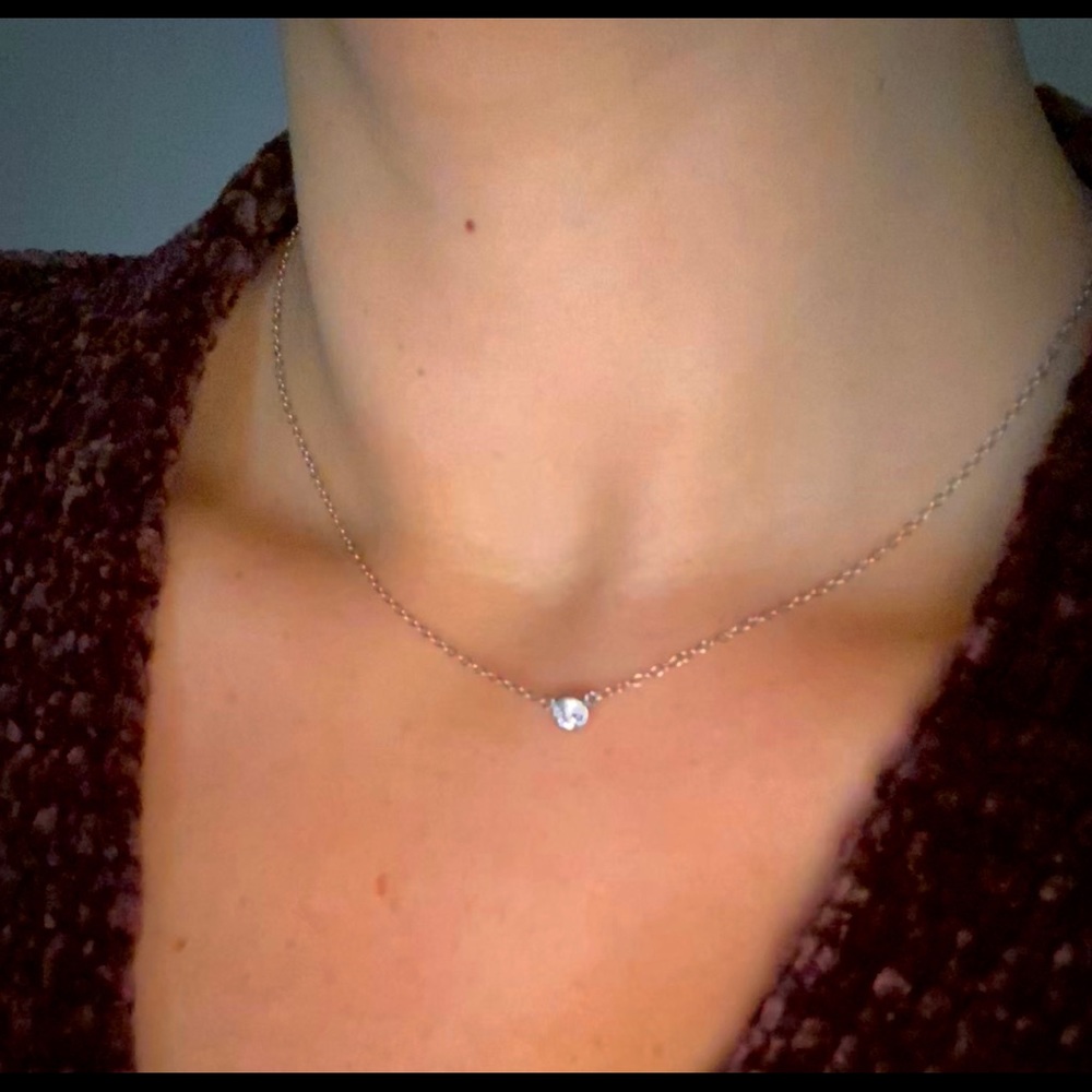 14K White Gold Moissanite Solitaire Necklace